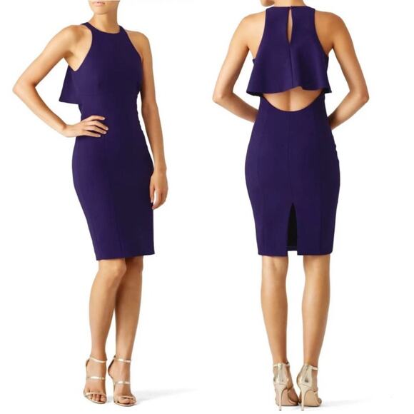 Cinq a Sept NWT Indigo Makenna Dress Keyhole Cutout Back Knee Length Dress 2 - Picture 1 of 9